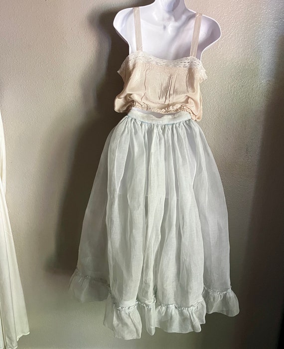 Vintage 1930’s Cotton Organdy Summer Skirt, Pale … - image 6