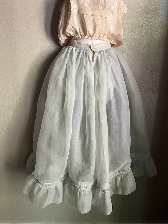 Vintage 1930’s Cotton Organdy Summer Skirt, Pale … - image 1