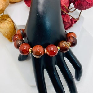 Chunky Dream Agate Bracelet: Rhinestone Rondelle Spacers, Handmade Jewelry