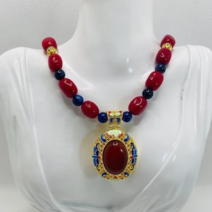 Womens Necklace Boho Jewelry with Chalcedony Pendant Necklace, Agate & Jade Gemstone Beads, Gifts for Her