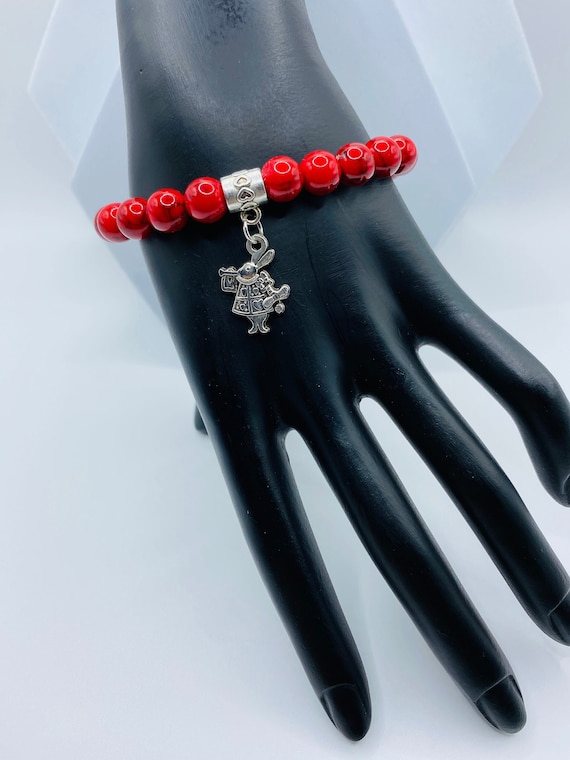 Charm bijoux bracelet ours de noel avec coeur et bonnet rouge