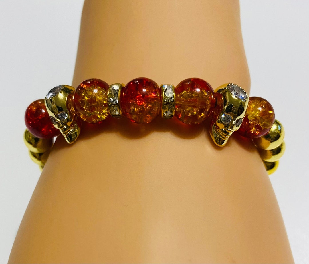 Custom jewelry for men hematite gold plated bracelet red crystal
