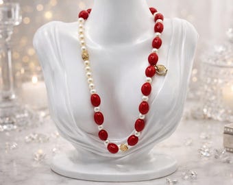 Virgin Mary Necklace, Jade & Pearl Religious Jewelry Gift for Women, Gemstone Beads