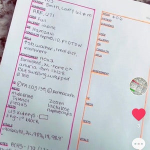 Med Surg nurse report sheet