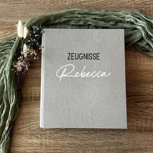 Personalisierte Zeugnismappe mit Name – Leinen Ringordner für Zeugnisse & Urkunden | Geschenk zur Schulabschluss, Abitur, Studium Beruf | 1