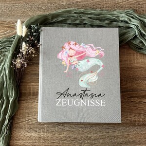 Personalisierte Zeugnismappe mit Name – Leinen Ringordner für Zeugnisse & Urkunden | Geschenk zur Schulabschluss, Abitur, Studium Beruf | 15