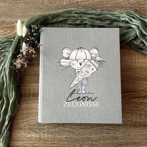 Personalisierte Zeugnismappe mit Name – Leinen Ringordner für Zeugnisse & Urkunden | Geschenk zur Schulabschluss, Abitur, Studium Beruf | 10