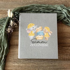 Personalisierte Zeugnismappe mit Name – Leinen Ringordner für Zeugnisse & Urkunden | Geschenk zur Schulabschluss, Abitur, Studium Beruf | 12