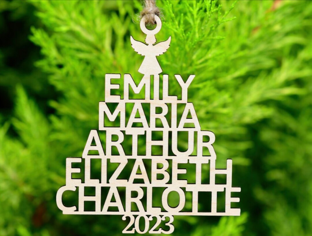 Personalized Christmas Tree Name Ornaments 2023 Custom Christmas Ornament Laser Cut Name Tree