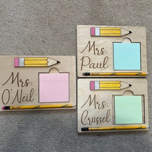 Personalized Teacher Sticky Note Holder, Custom Teacher Gift, End Of The Year Teacher Gift, Teacher Appreciation, Classroom Decor