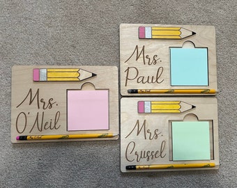 Gepersonaliseerde notitiehouder leraar, aangepast cadeau leraar, eindejaarscadeau leraar, waardering leraar, decoratie klas