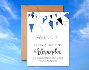 Personalized Police Academy Graduation Card: Congratulations to a New Cop