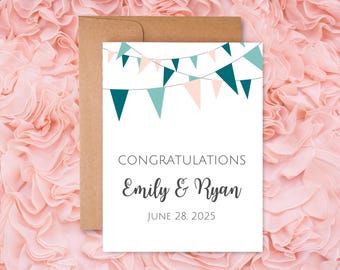 Personalized Wedding Congratulations Card: Custom Names & Date