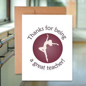 Dance Teacher Thank You Card, Thank You Card for Dance Coach, Ballet Teacher Thank You Card, Dance Instructor, Dance Teacher Appreciation