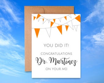 Medical School Graduation Card: Custom Congratulations on Your MD Card