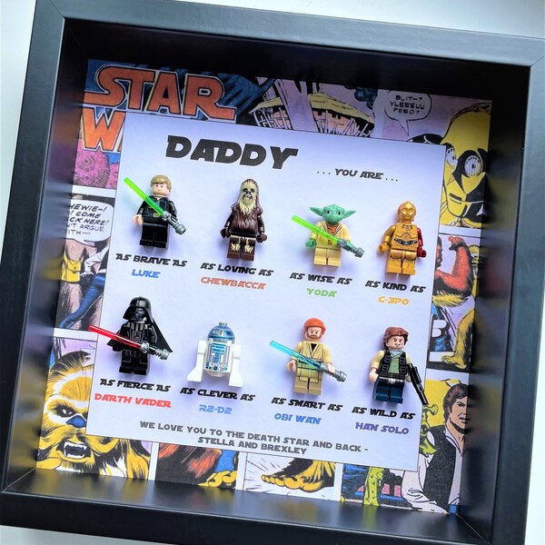 Personalised Fathers Day Gift Star Wars- Gift for dad- Character Frame~ Daddy~him~Husband fathers day  birthday ~ Present