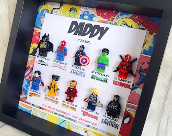 GEPERSONALISEERDE SUPERHELD PAPA /Vaderdag boxlijst/ Handgemaakte personagelijst /Fotolijst aanwezig/ Cadeaus voor hem / Cadeaus van dochter/zoon