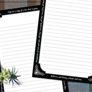 Scottish Skye Stationery, Skye Boat Song, Outlander Stationery, Scotland, Thistle, Lined Stationery, Letter Writing, Penpal, Writing Paper