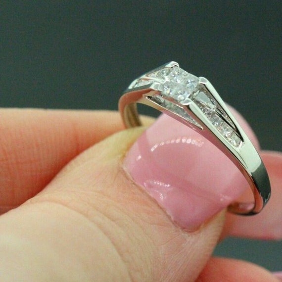 Anillo de compromiso oro blanco outlet 14k diamante 0.15