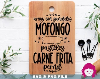 Comida Puerto Rico SVG, Latino PNG, Cocina boricua SVG, Chef svg, kitchen towel svg, cutting board svg, cooking svg, Svg in Spanish