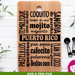 Bebidas Postres SVG, Latin Food, Cocina boricua SVG, Chef Svg, Kitchen Towel Svg, Cutting board svg, Apron svg, Cook svg, Svg in Spanish