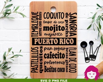 Bebidas Postres SVG, Latin Food, Cocina boricua SVG, Chef Svg, Kitchen Towel Svg, Cutting board svg, Apron svg, Cook svg, Svg in Spanish