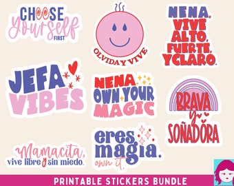 Feminist Sticker Bundle, Digital Stickers, Latina Power, Aesthetic laptop stickers, Cool Planner stickers, Printable Stickers