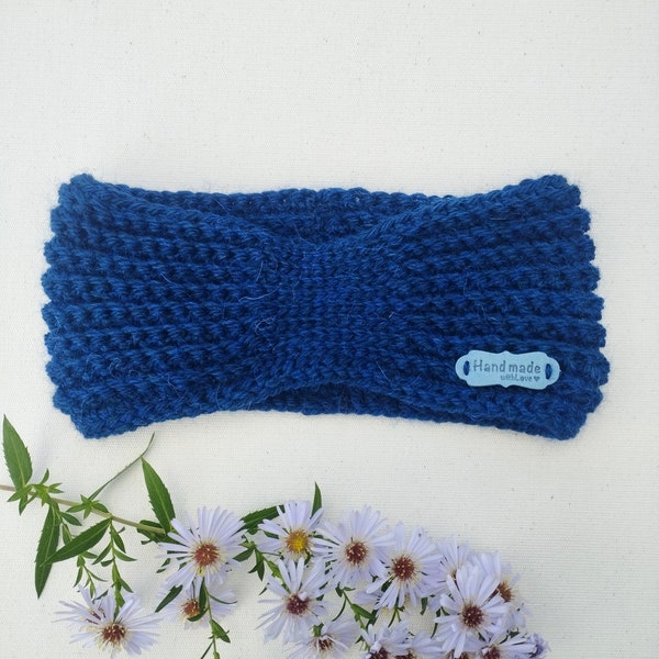 Bandeau cheveux femme, alpaga et laine, chaud et doux, fait main