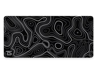 Techsource Mousepad - Topo Black | 900x400/800x300 | Stitched Edges | Nonslip Rubber Base | Machine Washable | Speed and Control