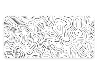 Techsource Mousepad - Topo White | 900x400/800x300 | Stitched Edges | Nonslip Rubber Base | Machine Washable | Speed and Control