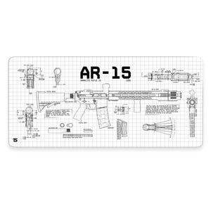 Alfombrilla de ratón Techsource AR-15 blanca / 900 x 400/800 x 300 / Bordes cosidos / Base de goma antideslizante / Lavable a máquina / Velocidad y control