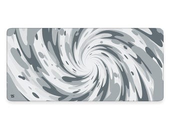 Gaming Mouse Pad XL - Vortex White | Extended Desk Mat | 900x400 / 800x300 | Stitched Edges | Nonslip | Washable
