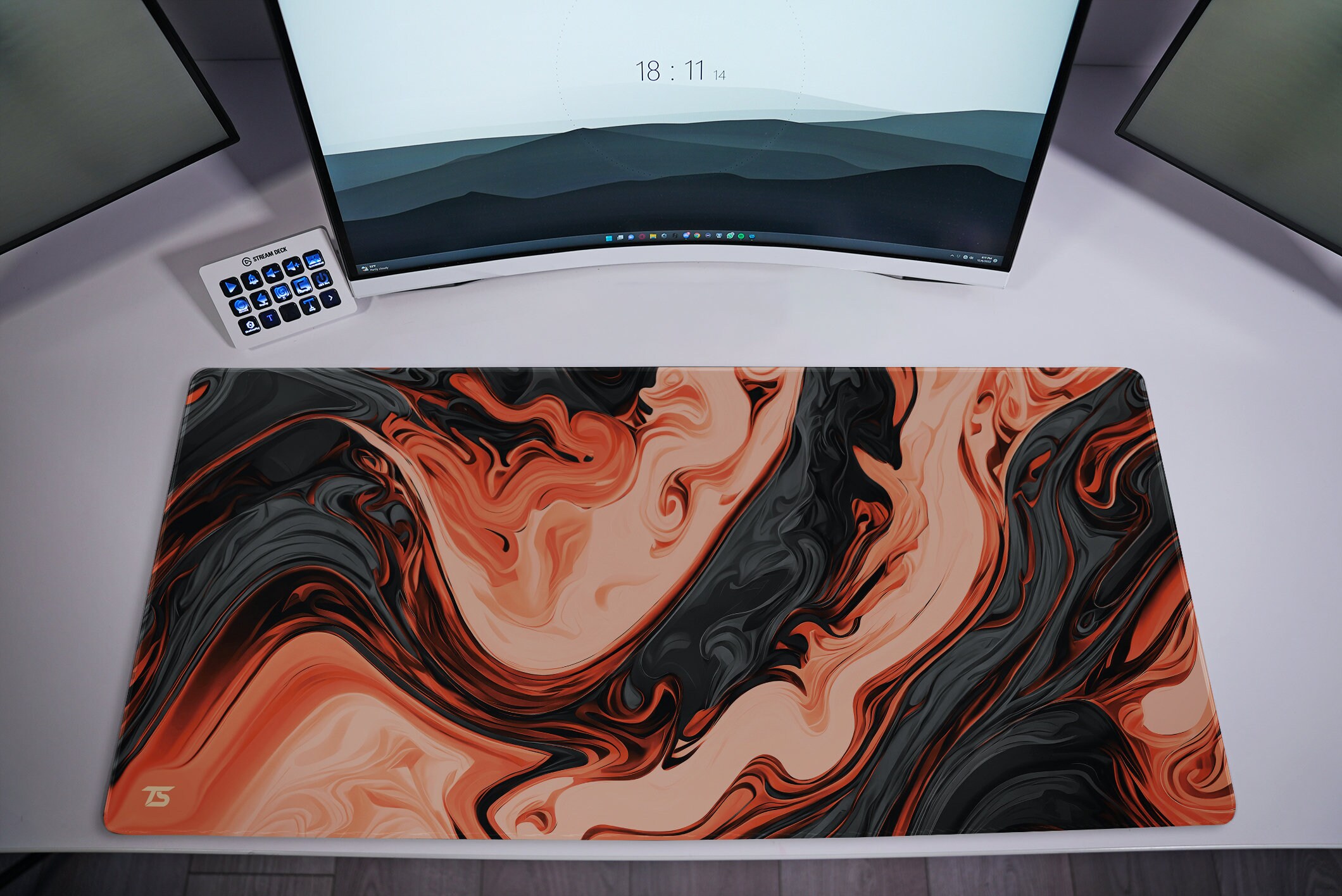 Techsource Mousepad Liquid Orange/black XL, 2XL and 3XL With Stitched