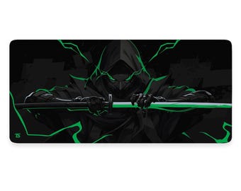 Anime Mouse Pad XL - Samurai Dark Green | Extended Gaming Desk Mat | 900x400 / 800x300 | Stitched | Nonslip | Washable