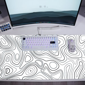Gaming Mouse Pad XL - Topo White | Extended Desk Mat | 900x400 ...