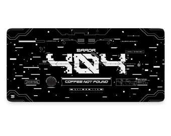 Gaming Mouse Pad XL - 404 Coffee Not Found Black | Extended Desk Mat | 900x400 / 800x300 | Stitched Edges | Nonslip | Washable
