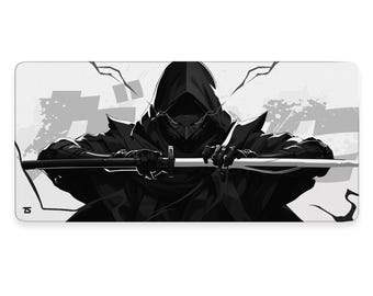 Anime Mouse Pad XL - Samurai Light Black | Extended Gaming Desk Mat | 900x400 / 800x300 | Stitched | Nonslip | Washable