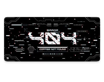 Gaming Mouse Pad XL - 404 Coffee Not Found Glitch | Extended Desk Mat | 900x400 / 800x300 | Stitched Edges | Nonslip | Washable