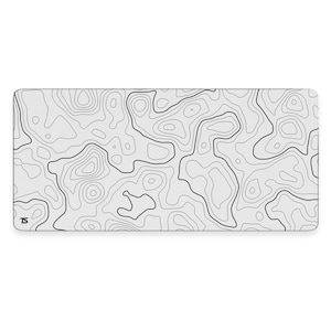 Techsource Mousepad - Topo White V2 | 900x400/800x300 | Stitched Edges | Nonslip Rubber Base | Machine Washable | Speed and Control
