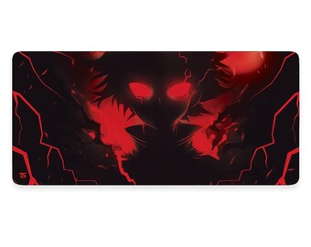 Alfombrilla de ratón para juegos XL - Rojo Itachi / Alfombrilla de escritorio extendida / 900x400 / 800x300 / Bordes cosidos / Antideslizante / Lavable