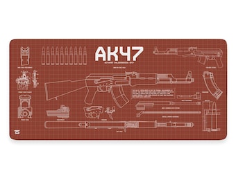 Gaming Mouse Pad XL - AK-47 Brown | Extended Desk Mat | 900x400 / 800x300 | Stitched Edges | Nonslip | Washable