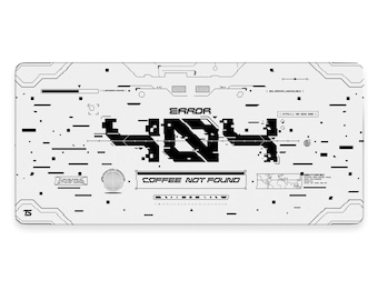 Gaming Mouse Pad XL - 404 Coffee Not Found White | Extended Desk Mat | 900x400 / 800x300 | Stitched Edges | Nonslip | Washable