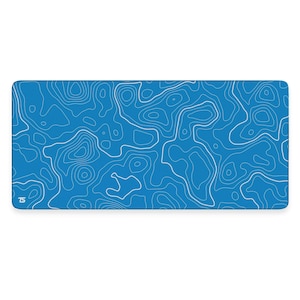 Techsource Mousepad - Topo Blue V2 | 900x400/800x300 | Stitched Edges | Nonslip Rubber Base | Machine Washable | Speed and Control