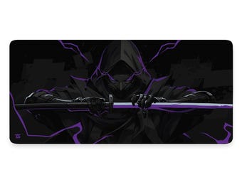 Anime Mouse Pad XL - Samurai Dark Purple | Extended Gaming Desk Mat | 900x400 / 800x300 | Stitched | Nonslip | Washable