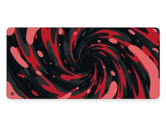 Gaming Mouse Pad XL - Vortex Red | Extended Desk Mat | 900x400 / 800x300 | Stitched Edges | Nonslip | Washable
