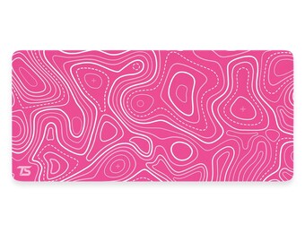 Gaming Mouse Pad XL - Topo Pink | Extended Desk Mat | 900x400 / 800x300 | Stitched Edges | Nonslip | Washable
