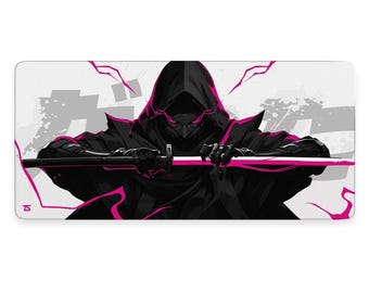 Anime Mouse Pad XL - Samurai Light Pink | Extended Gaming Desk Mat | 900x400 / 800x300 | Stitched | Nonslip | Washable
