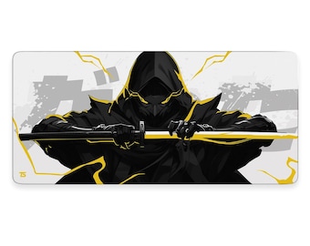 Anime Mouse Pad XL - Samurai Light Yellow | Extended Gaming Desk Mat | 900x400 / 800x300 | Stitched | Nonslip | Washable
