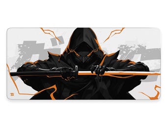 Anime Mouse Pad XL - Samurai Light Orange | Extended Gaming Desk Mat | 900x400 / 800x300 | Stitched | Nonslip | Washable