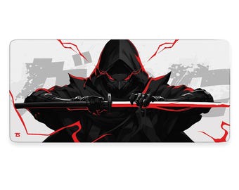 Anime Mouse Pad XL - Samurai Light Red | Extended Gaming Desk Mat | 900x400 / 800x300 | Stitched | Nonslip | Washable